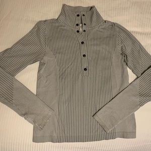 Athleta stretch gray striped Henley top